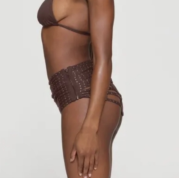 NWT SKIMS RHINESTONE SWIM SET IN COCOA - Picture 4 of 7
